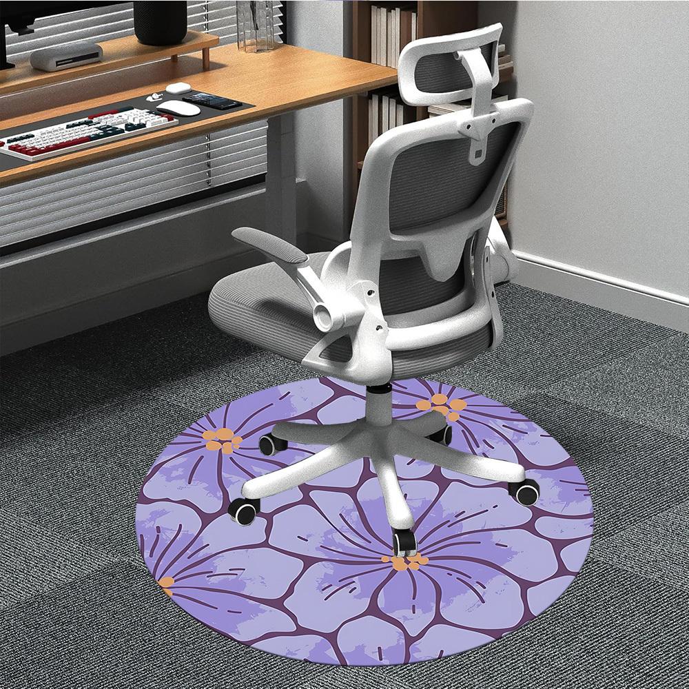 1pc Floral Pattern Carpet, Round Non Slip Durable Large Size Office Carpet, Suitable for Office