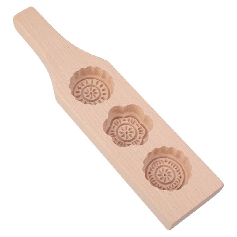Mondkuchenform Chinesisches Traditionelles Mittherbstfest Mondkuchenform 2 Blütenform Holz Handgefertigte Form Top-Verkauf