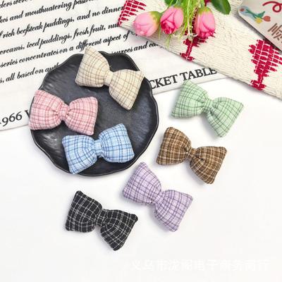 New Cotton-Filled Plaid Bow Knot Hair Clip & Scarf Decoration - Korean Style DIY Jewelry