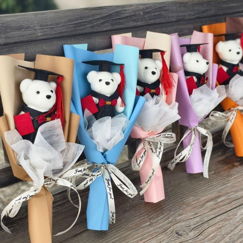 Chic Bear Plush Bouquet Lovely Graduation Gift Creative Graduation Bear Bouquet Graduation Season
