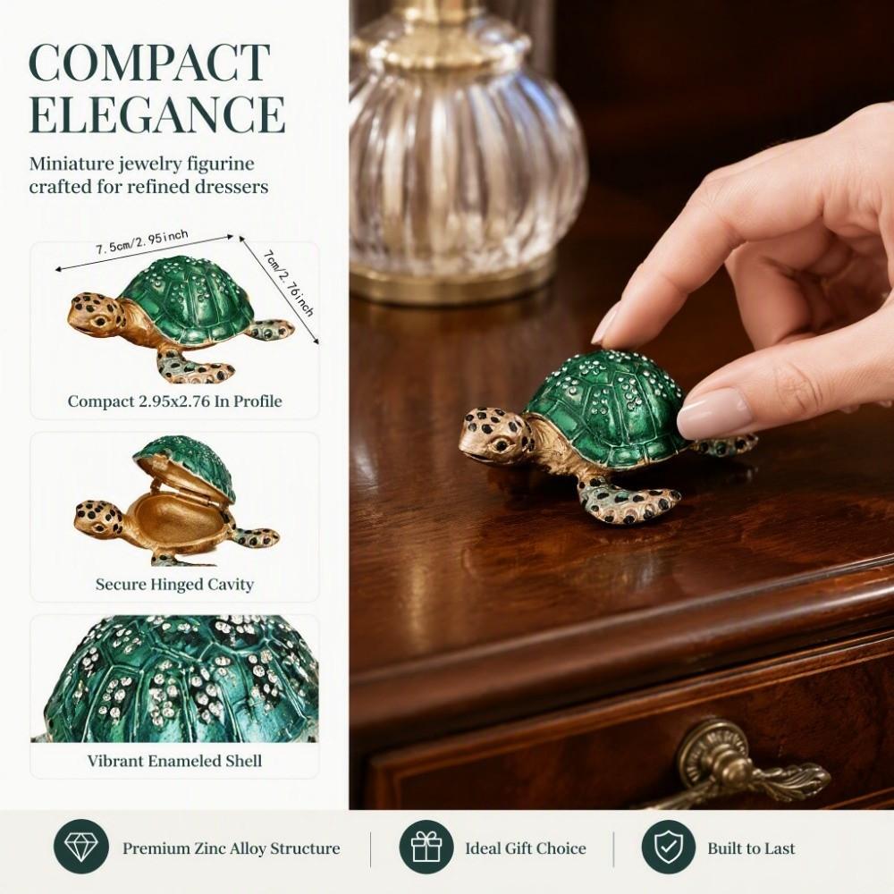 Zinc Alloy Material Turtle Trinket Boxes Two Color Option Jewelry Trinket Boxes Home Decoration