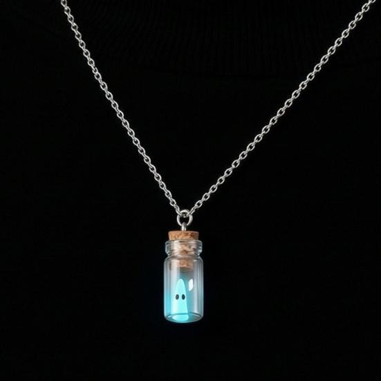 Retro Alternative Necklace Glow Ghost Necklace, Glow-in-The-Dark Bottle Pendant, Cute Unique Earrings Earrings, Gothic Halloween Jewelry for Women Men