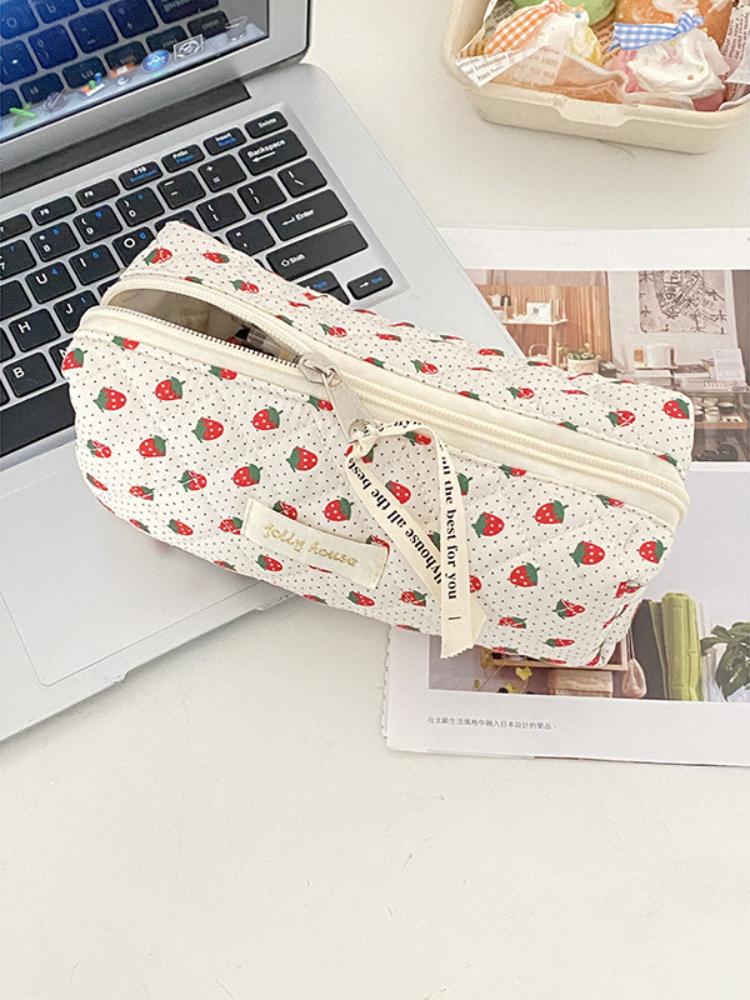 Pencil Case Vintage Flowers Pen Box Bag Student Big Capacity School Supplies Gift Pencilcases