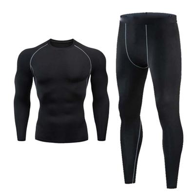 Conjunto de Treino Masculino de Compressão Camisa de Manga Longa Calça Justa Roupas Esportivas Confortáveis e Respiráveis Roupa Fitness M