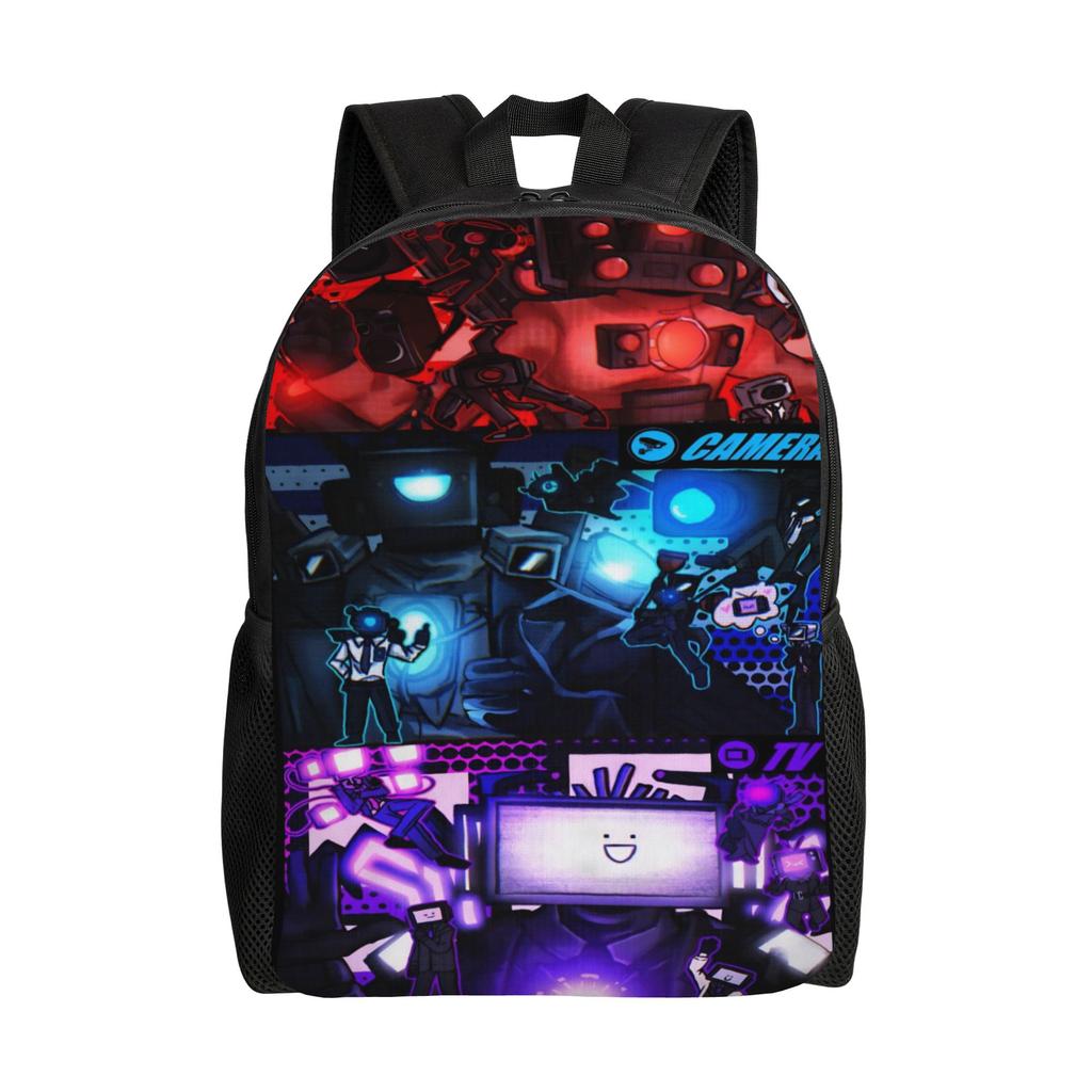 Skibidi Toilette Rucksack für Männer Frauen Lässig High School Arbeit Tagesrucksack Anime Cartoon Kameramann Titan Laptop Leinwandtaschen Sport