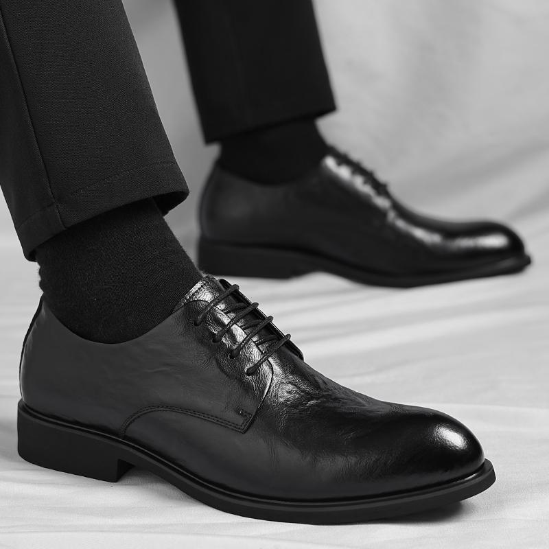 Fashion Elegant Men's Oxford Shoes Lace-Up Leather Dress Shoes Men Comfortable Work Walking Flats 2025 New Men Casual Business Footwear