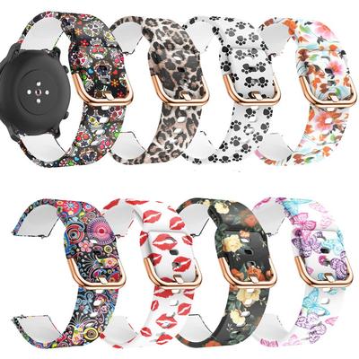 22mm Baskılı Silikon Kayış Huawei İzle GT2 GT3 GT4 46mm akıllı saat Bandı Samsung Galaxy Izle 46mm Dişli S3