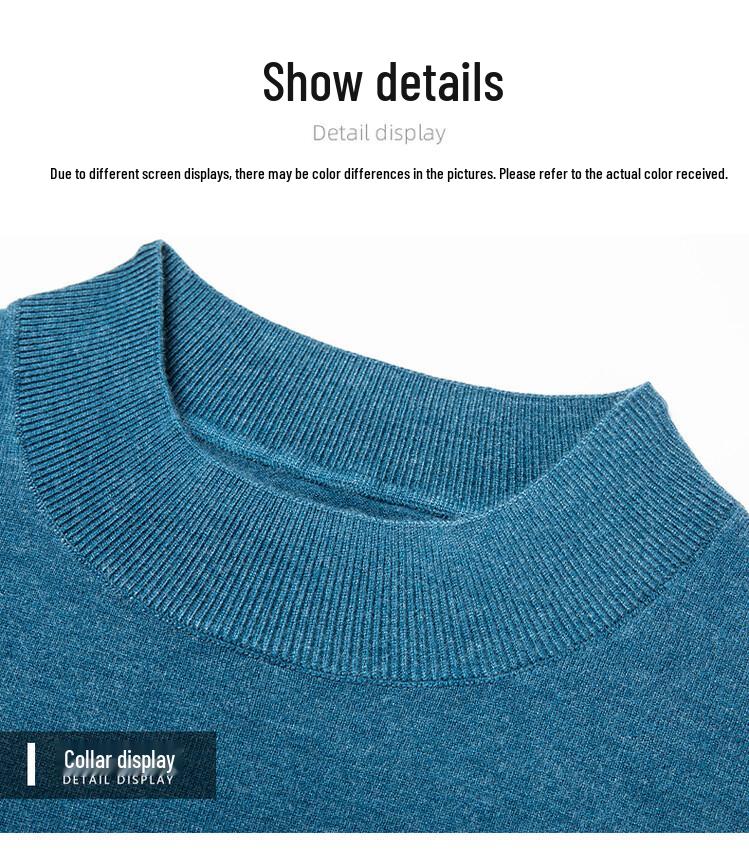 Pull en maille à manches longues et col semi-montant style coréen pour homme
