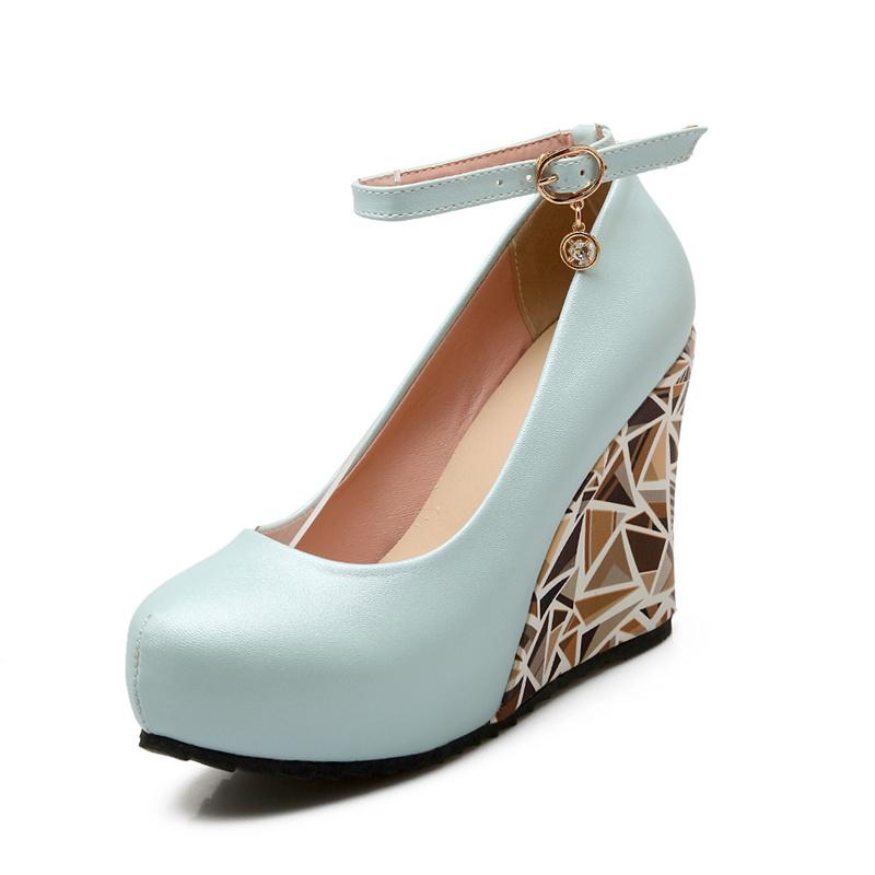 Módní platformové klínky Boty na vysokém podpatku Ležérní kotníkové pásky Lodičky Dámské Bílé Černé Klínek Svatba Kancelářské boty Pro ženu