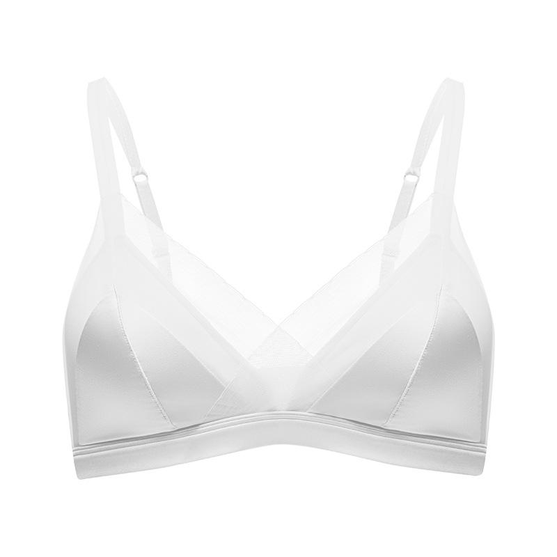 Satin French Triangle Comfy Underwear Modal Inner Breast Small Thin Cup Bra Simple Hem Simple Bra