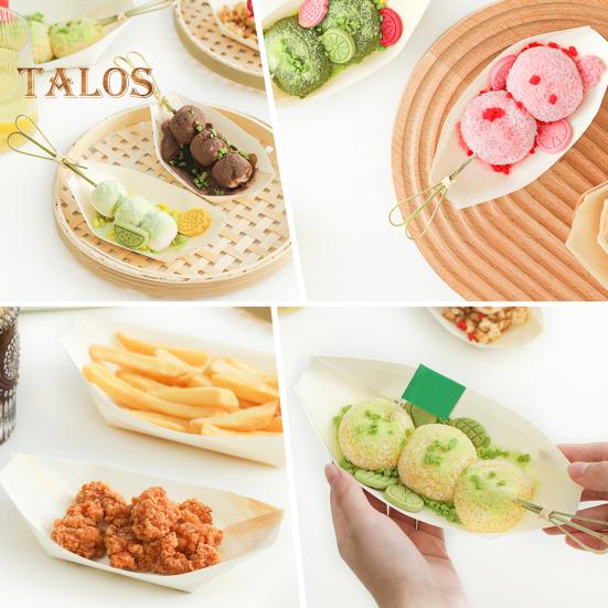50 Pcs Wooden Snack Tray Eco-Friendly Disposable Boat Shaped Appetizer Plates Non-Toxic Serving Trays for Parties Weddings Family Gatherings