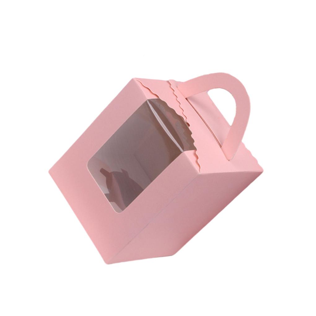 

Коробки для кексов с ручкой и окошком, переносные контейнеры для выпечки, отдельные коробки для кексов розовый