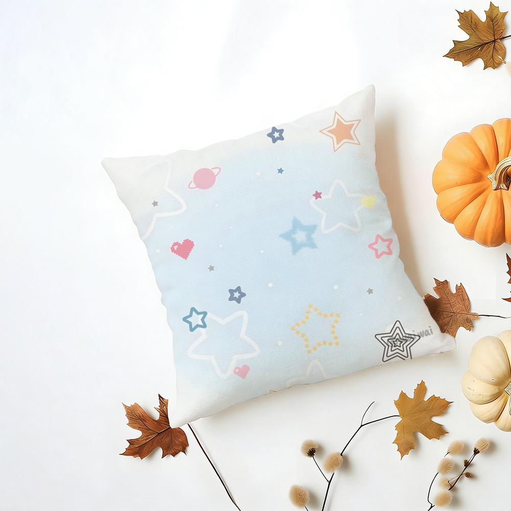 IINS Korean Style Background Pattern Ins Style Cushion Cover Washable Linen Pillowcase Soft for Daily Sofa Bed Home Room Decor