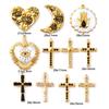 2 PCS 304 Stainless Steel Charms 18K Gold Plated Cross Moon Ex Voto Heart Pendants For DIY Necklace Keychains Jewelry Making