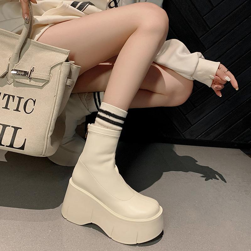 Fashion Brand New Gothic Style Sexy Elegant Chunky Platform Women Ankle Boots Big Size 43 Walking Comfy Woman Shoes Platform Shoes