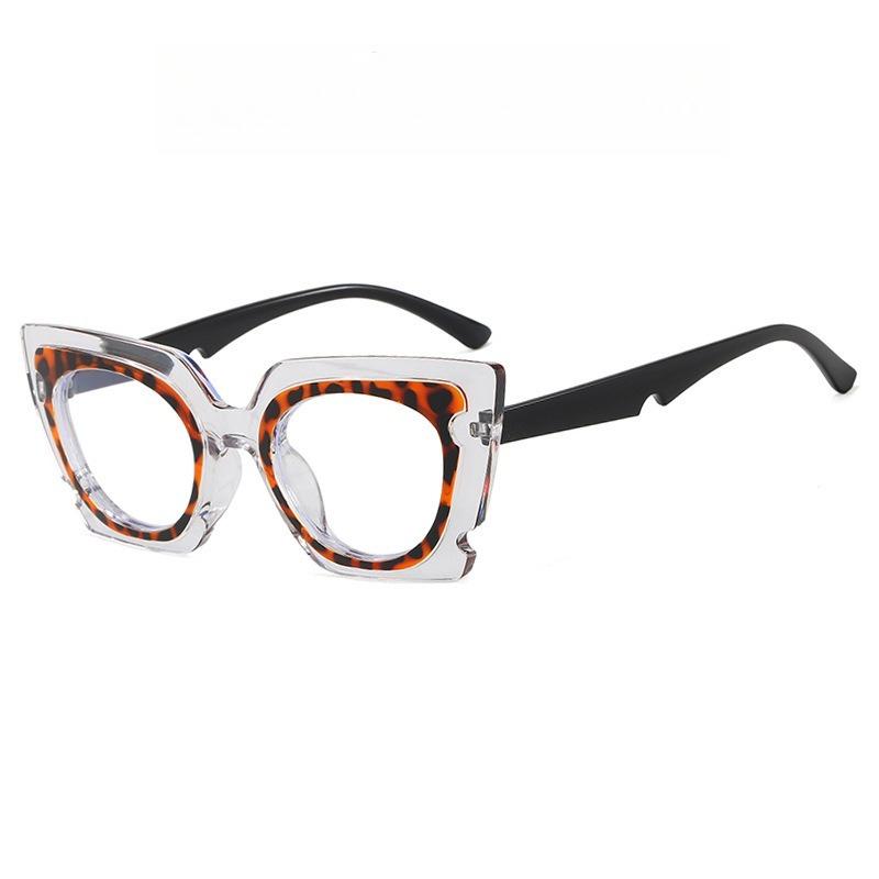 Unique Oversized Cat-Eye Plain Glasses Fashionable Cutout Design Ins Decorative Blue Light Blocking Non-Prescription Eyewear