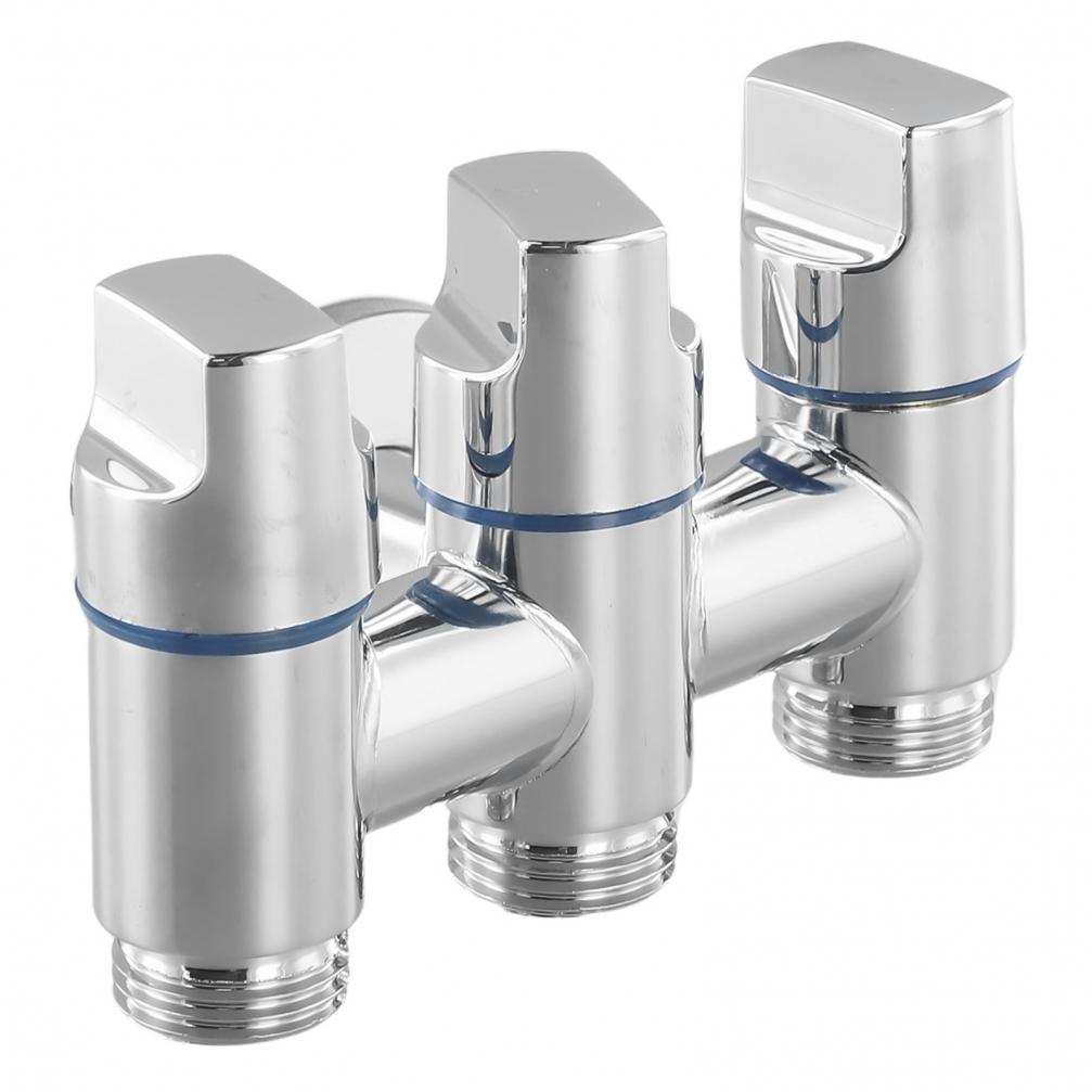 3 Way Angle Valve Grey One Inlet Three Outlets Silver