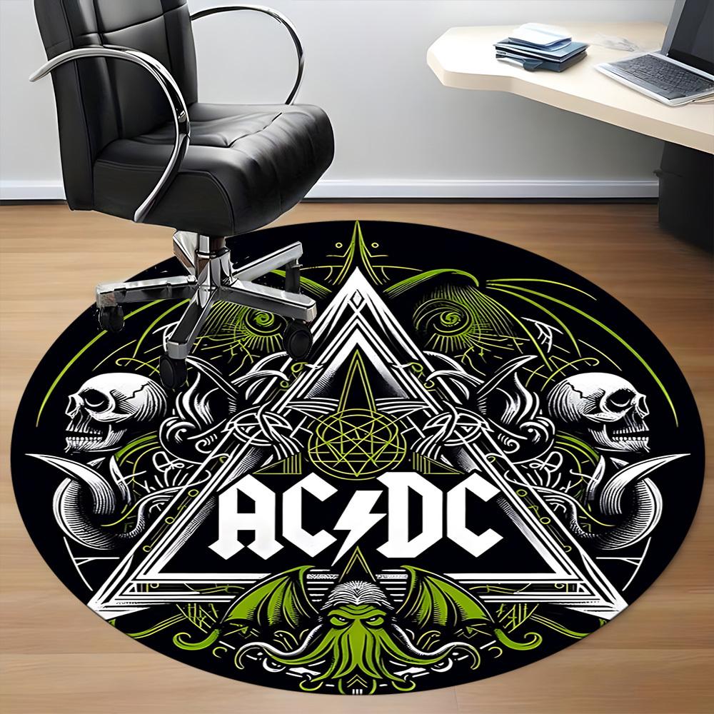 1pc ACDC Chair Carpet for Office Non-Slip, Soft & Comfortable, Carpet for Office, Gaming, Lightweight Round Floor Mat