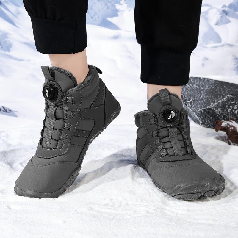 Winter parent-child five-finger cotton shoes short boots velvet warm waterproof non-slip snow boots wild camping hiking shoes