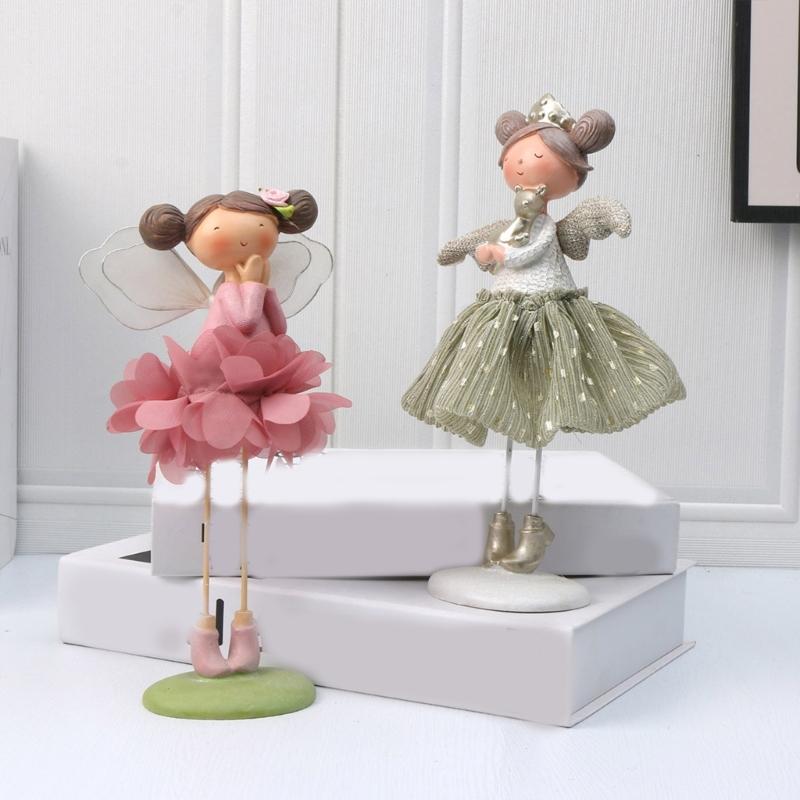Cute Long Leg Girl Figurine Sculpture Resins Craft Standing Girl Statue Book Shelves Table Ornament Home Desktops Decors