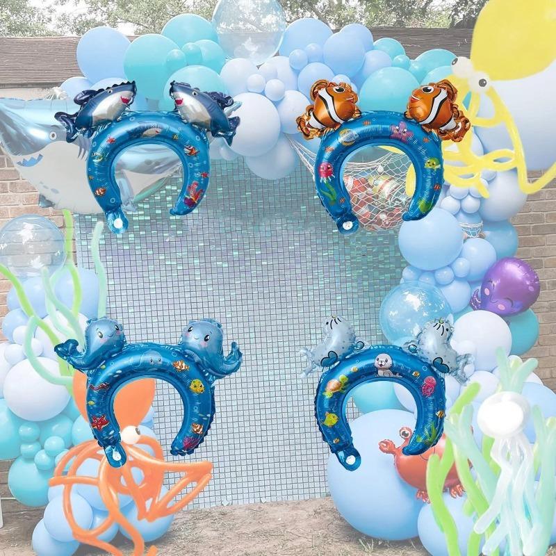 4/16 Marine animal hair band aluminum film balloon, suitable for marine-themed decorative balloons