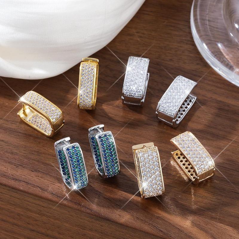 Viya Square Light Luxury Earrings, Copper Micro-Inlaid Zircon Ear Buckles, Simple And Versatile Premium Earrings.