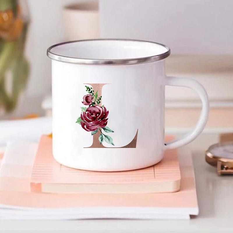 Alphabet Flower Letter Mug Coffee Cup Cold Coffee Cups Funny Mugs Cup for Tea Drinkware Rare Beer Travel Cute Original Unusual