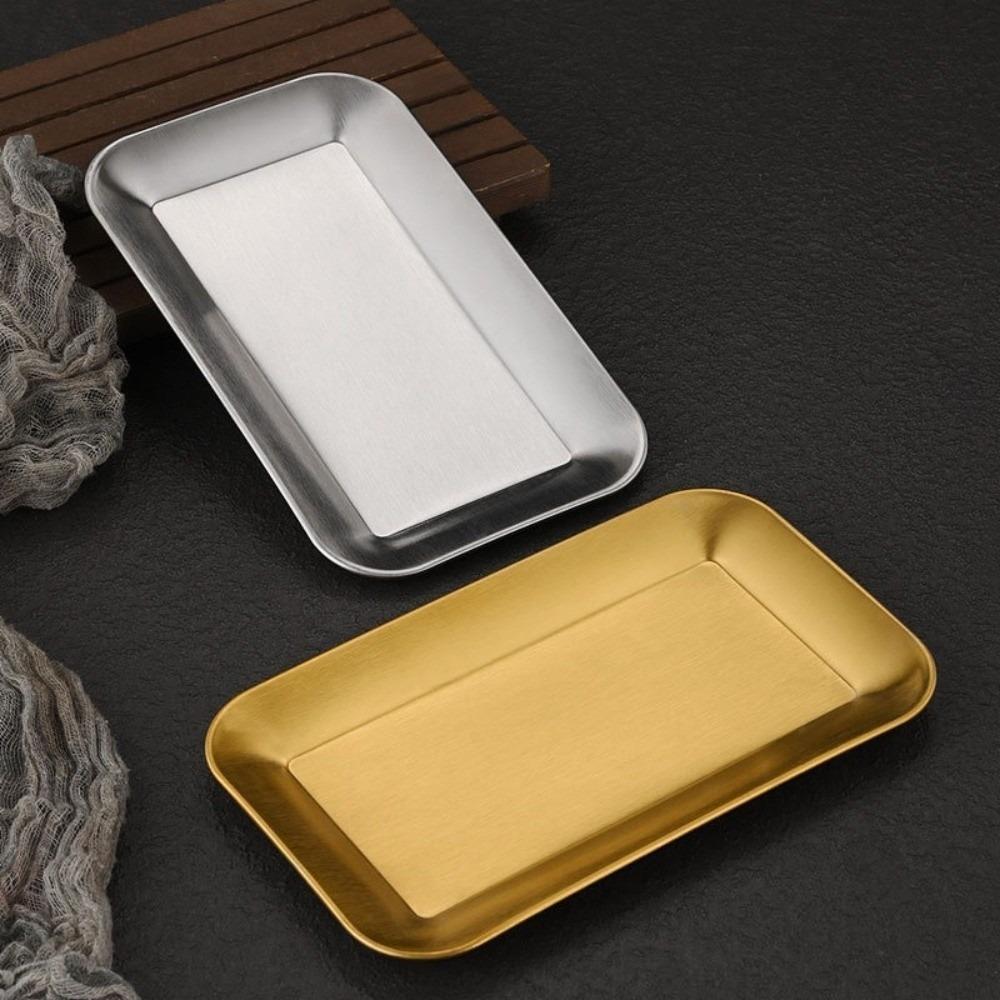 2PCS/SET Wear-resistant Stainless Steel Tray Rustproof Seafood Plate Shallow Tray  Restaurant Use