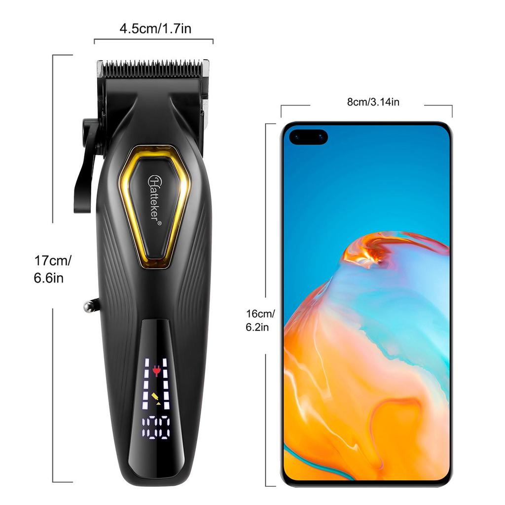 Hatteker Professional Hair Clippers 7500RPM Vector Motor DLC Blades 4 Guide Combs USB Base Charging Barber Hair Trimmer for Men