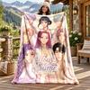 Kpop Demon Hunters Custom Name Flannel Blanket Personalized Soft Warm Plush Throw Blanket Customized Gift for Family Friends