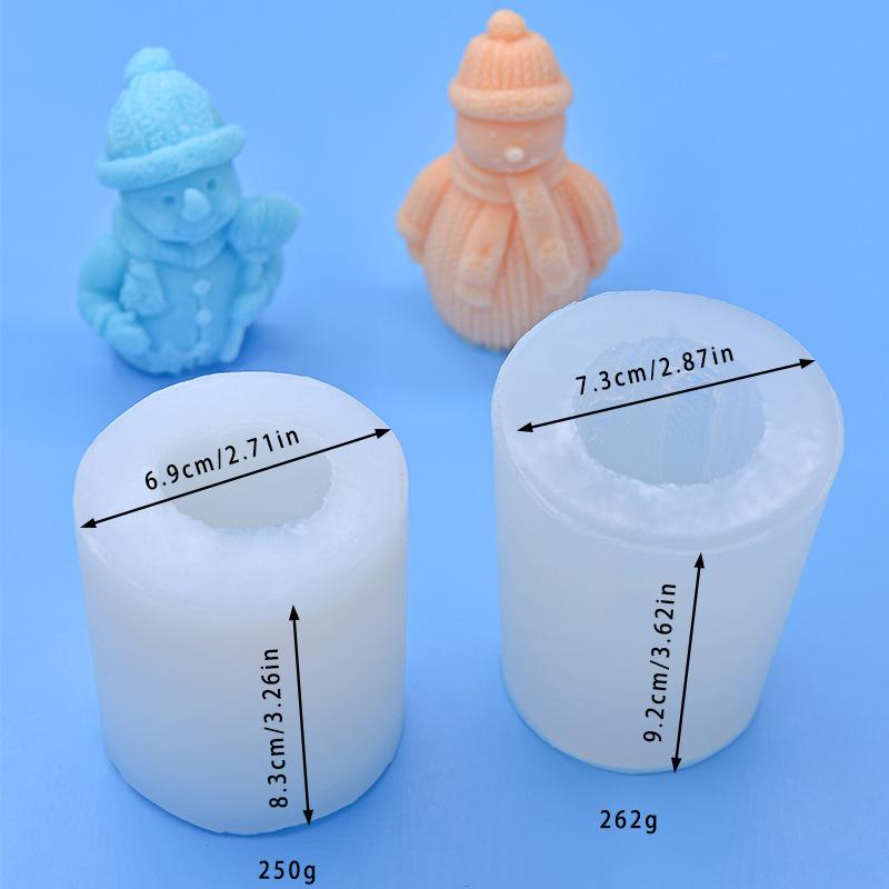 Christmas Snowman Silicone Candle Mold DIY Scarf  Broom Holding Snowman Crafts Resin Gypsum Production Mold DIY Beeswax Mold