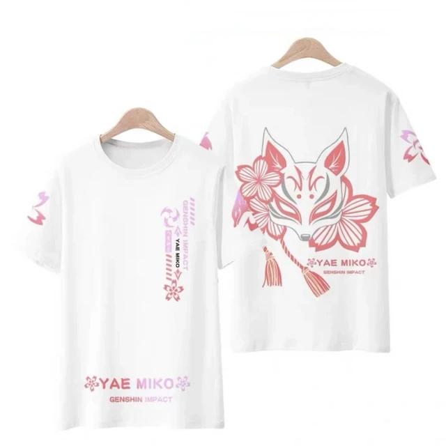 2026 Summer New Fashion Source Impact 3D Printed T-shirt Anime Game Yae Miko Street Men's and Women's Casual Oversized T-shirt Y