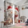 2pcs,2D plane printing Curtain Popular Cute Snowmen Christmas Gifts_d (2) Versatile Fabric (without rod) Holiday Ldeal for
