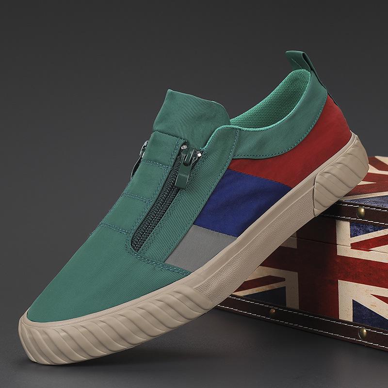 Men's Spring Canvas Zipper Shoes: Breathable, Versatile, Low-Top Sports Sneakers
