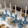 Nordic Blue Glass Candlestick for Romantic Dinner Décor