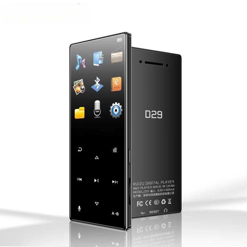 

D29 Bluetooth MP3-плеер Портативный аудио 8 ГБ Hi-Fi Плеер для музыки без потерь Встроенный динамик FM-радио Электронная книга Часы 8GB чёрный