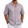 Herren Sommer Hawaiianhemd Kurzarm Kubanischer Kragen Knöpfe Casual Leichtes Atmungsaktives Gewebe Strandurlaub Hemd