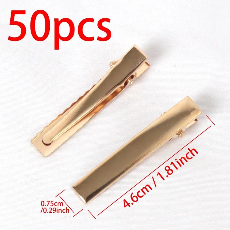 50Pcs Hair Alligator Metal Hair Clips Duckbill Blank Setting Base DIY Hairpins Barrette Ornament Hair Styling Tool Accessories