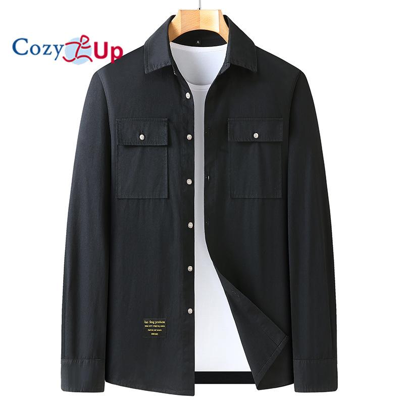 Уютная классическая хлопковая куртка-рубашка с длинными рукавами и двойными карманами — фото 3