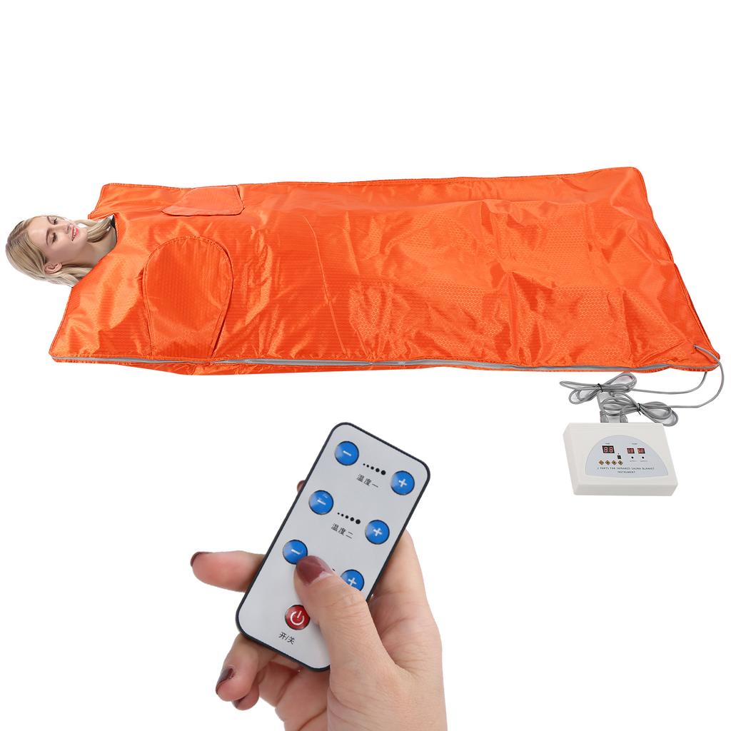 Far Infrared Heating Sauna Blanket Body Steaming Fitness Blanket for Home Salon (Orange) AU Plug