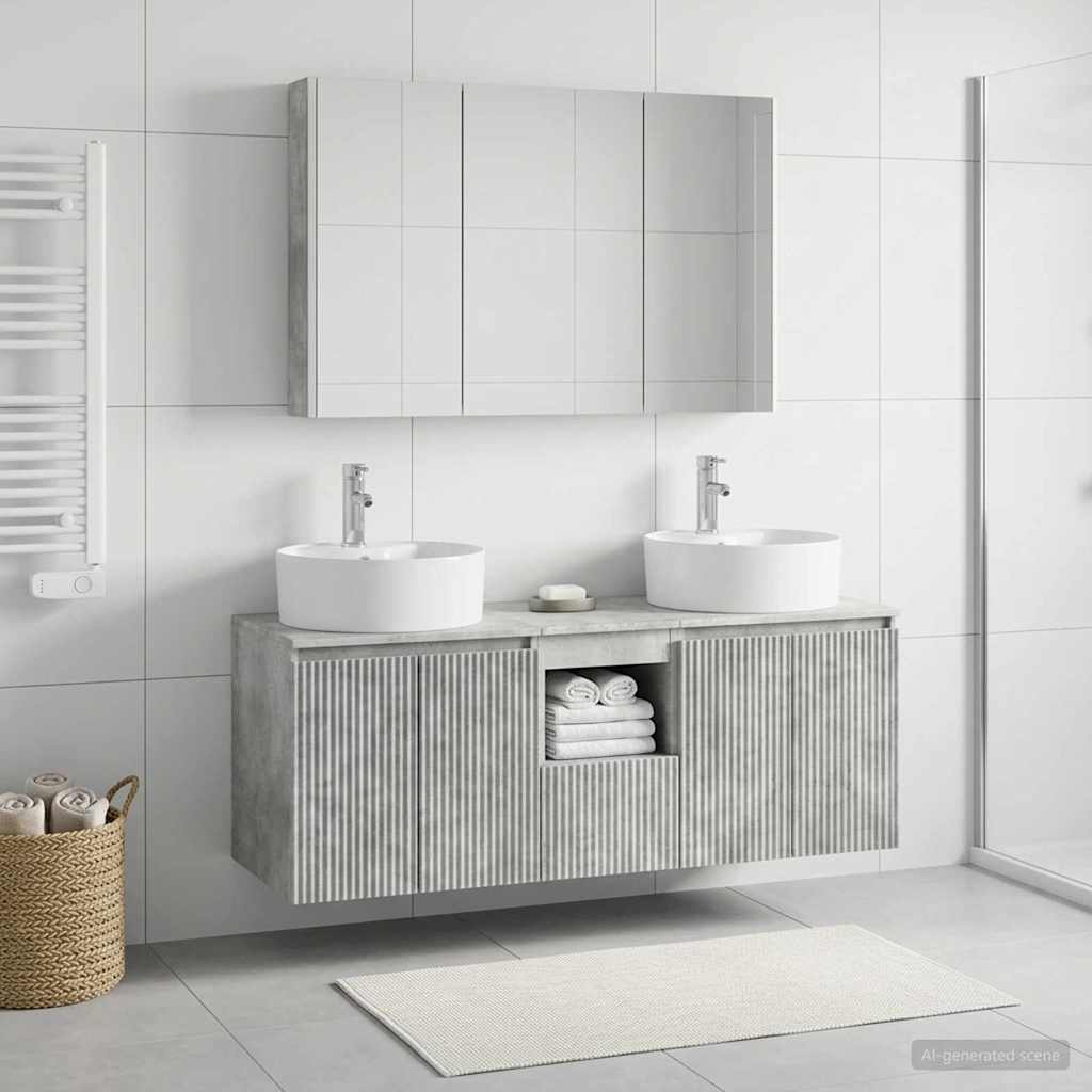 Bathroom Cabinet Set 4 Pcs Concrete Grey Particleboard