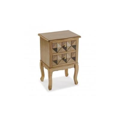 Elva Bedside Table - 67 X 33.5 X 45 Cm - Side Table with 2 Wooden Drawers - Brown - Versa