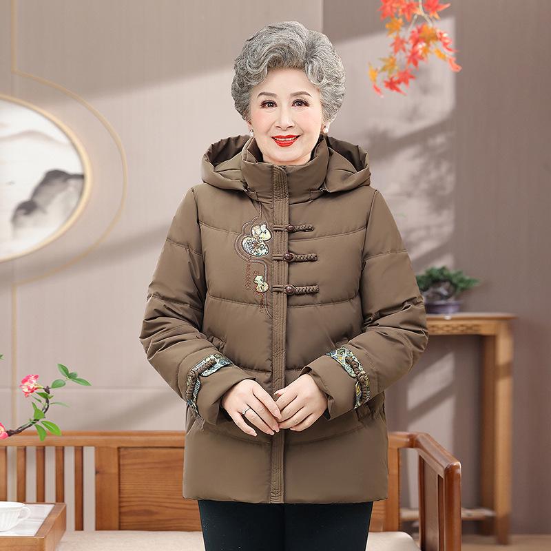 

Stylish Hooded Cotton-Padded Jacket for Middle-Aged & Elderly Women: Warm, Fleece-Lined Winter Coat 2XL кавовий