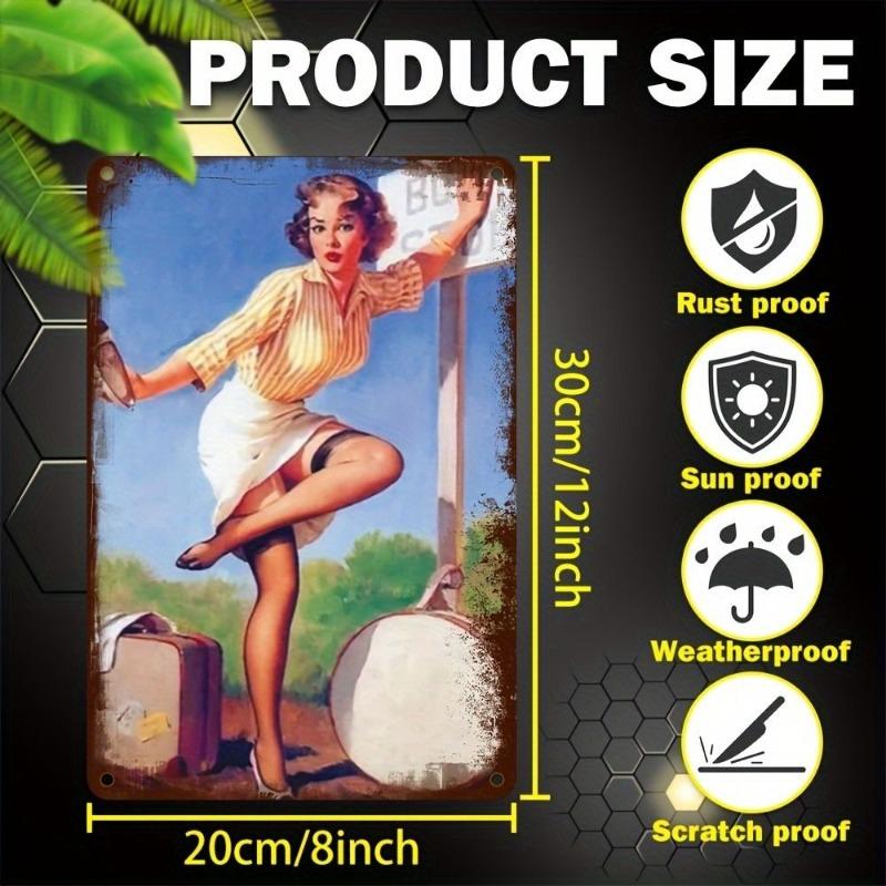 Lamiere Pin-Up Girl, Decorazione Metallica per Officina Garage 20x30cm