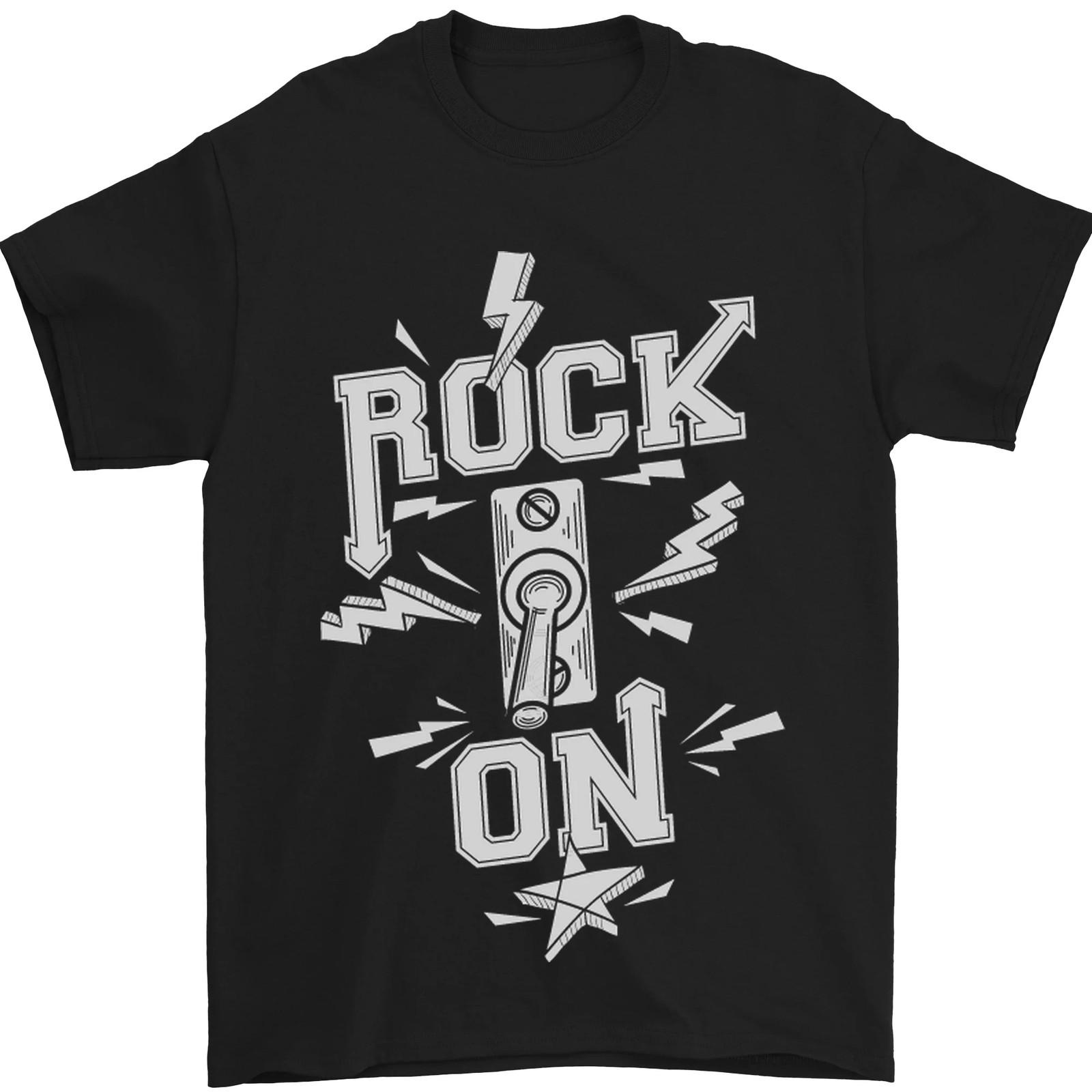 Rock On Funny Music Heavy Metal Guitar Mens T-shirt Cotton XL