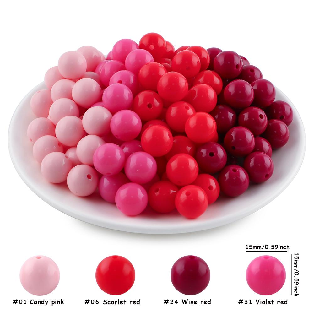 Kovict 24pcs/Lot  Silicone Bright Silicone Beads 15mm DIY Pacifier Chain Jewelry Bracelets Necklace Accessories