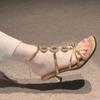 Fashion Rhinestone Sandals Women's Summer New Temperament Outside Fashion Metal One-word Buckle Stiletto High Heels