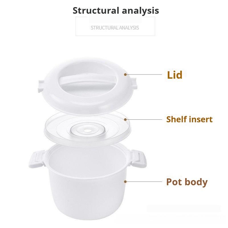 Lebensmittelechter PP leicht zu reinigender Mikrowellen-Reiskocher mit Deckel, geeignet sowohl für Pasta, Gemüsesuppe als auch zur Reisaufbewahrung