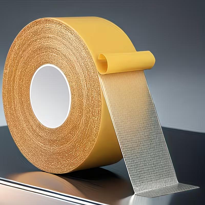 Strong Double Sided Adhesive Tape No Residue Grid Fabric Backing Multipurpose Carpet Fixing Tape for Floor Wall Indoor Outdoor Use