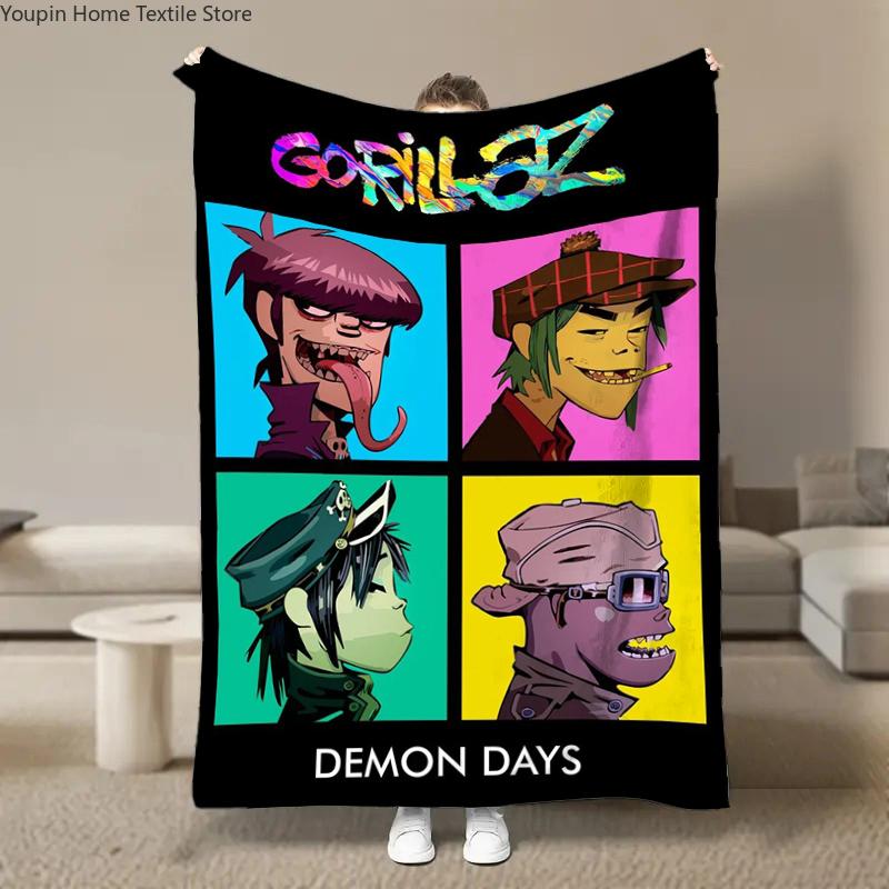 Wirtualny Zespół Rockowy Anime G-Gorillaz Miękkie Kocyki, Koc Grzewczy Komfortowy Koc na Piknik Łóżka Kanapę Domowy Sypialnia
